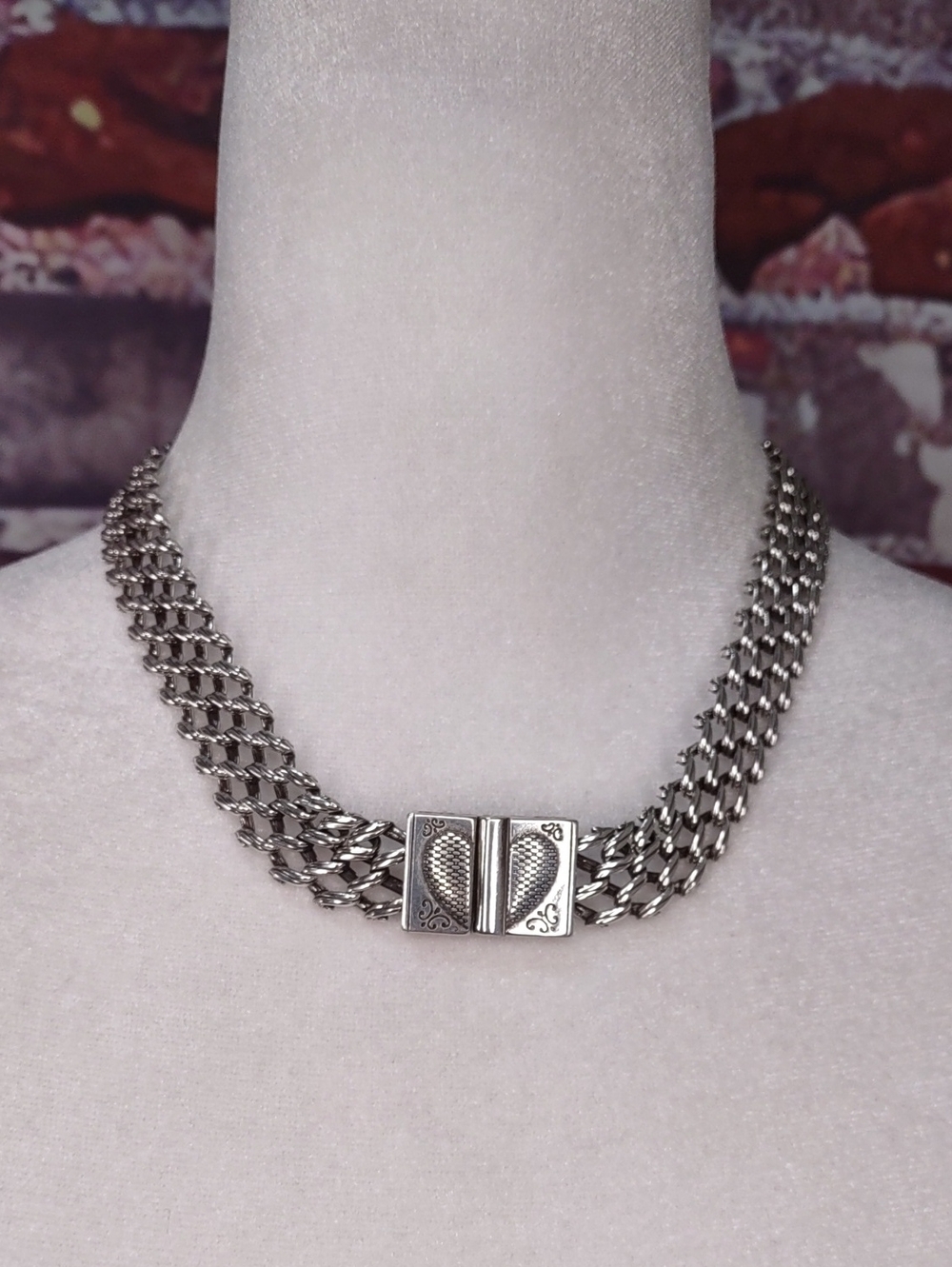 Brighton Mesh Link Chain Necklace w/ Decorative Heart Clasp